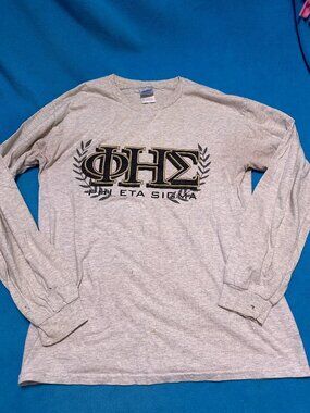 Phi Eta Sigma Honor Society Long Sleeve T Shirt Medium Gray Very Good College